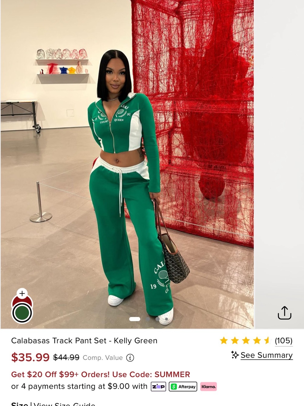 Fashion Nova Kelly Green Two-Piece Track Pant Set